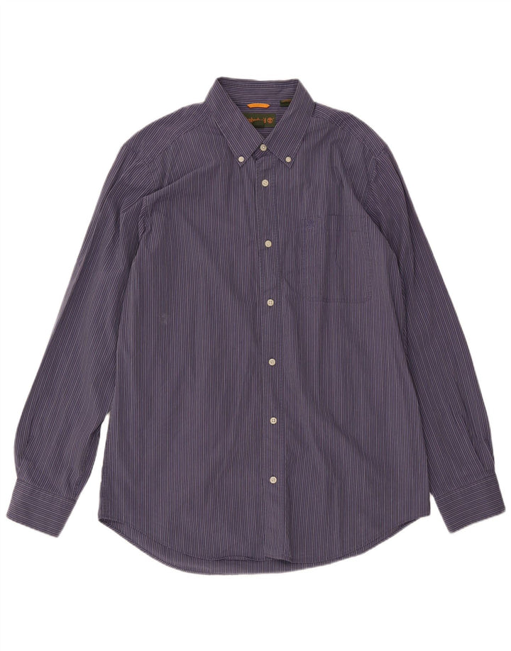 Timberland Herren-Hemd, groß, marineblau, Nadelstreifen-Baumwolle