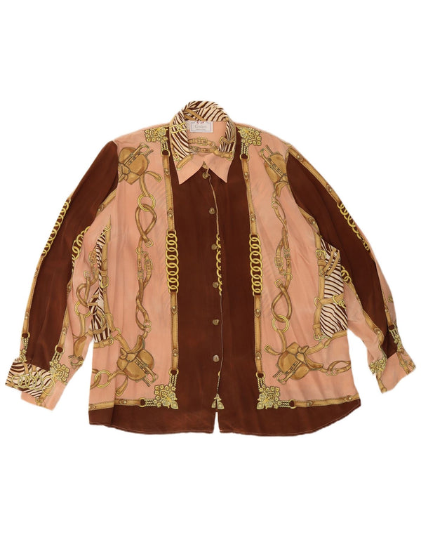 Vintage Damen Reithemdbluse IT 54 3XL Rosa Farbblock