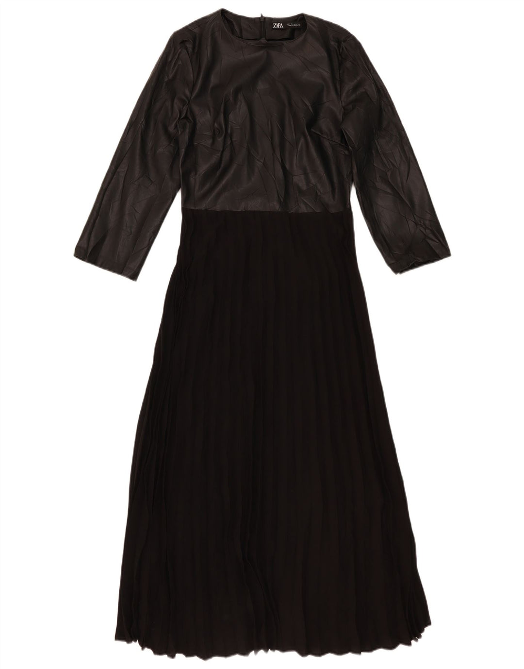Zara Damen-Maxikleid mit langen Ärmeln, UK 10, Größe S, Schwarz, Colourblock-Polyester