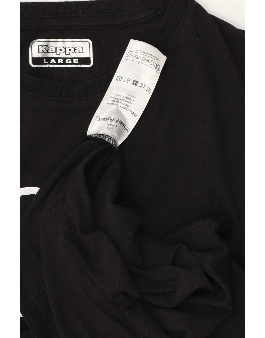 Kappa Damen Grafik-T-Shirt-Oberteil, groß, aus schwarzer Baumwolle