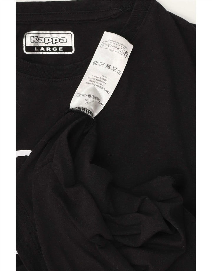 Kappa Damen Grafik-T-Shirt-Oberteil, groß, aus schwarzer Baumwolle