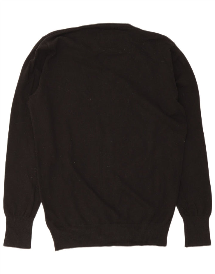 Diesel Herren-Pullover mit V-Ausschnitt, groß, aus schwarzer Baumwolle