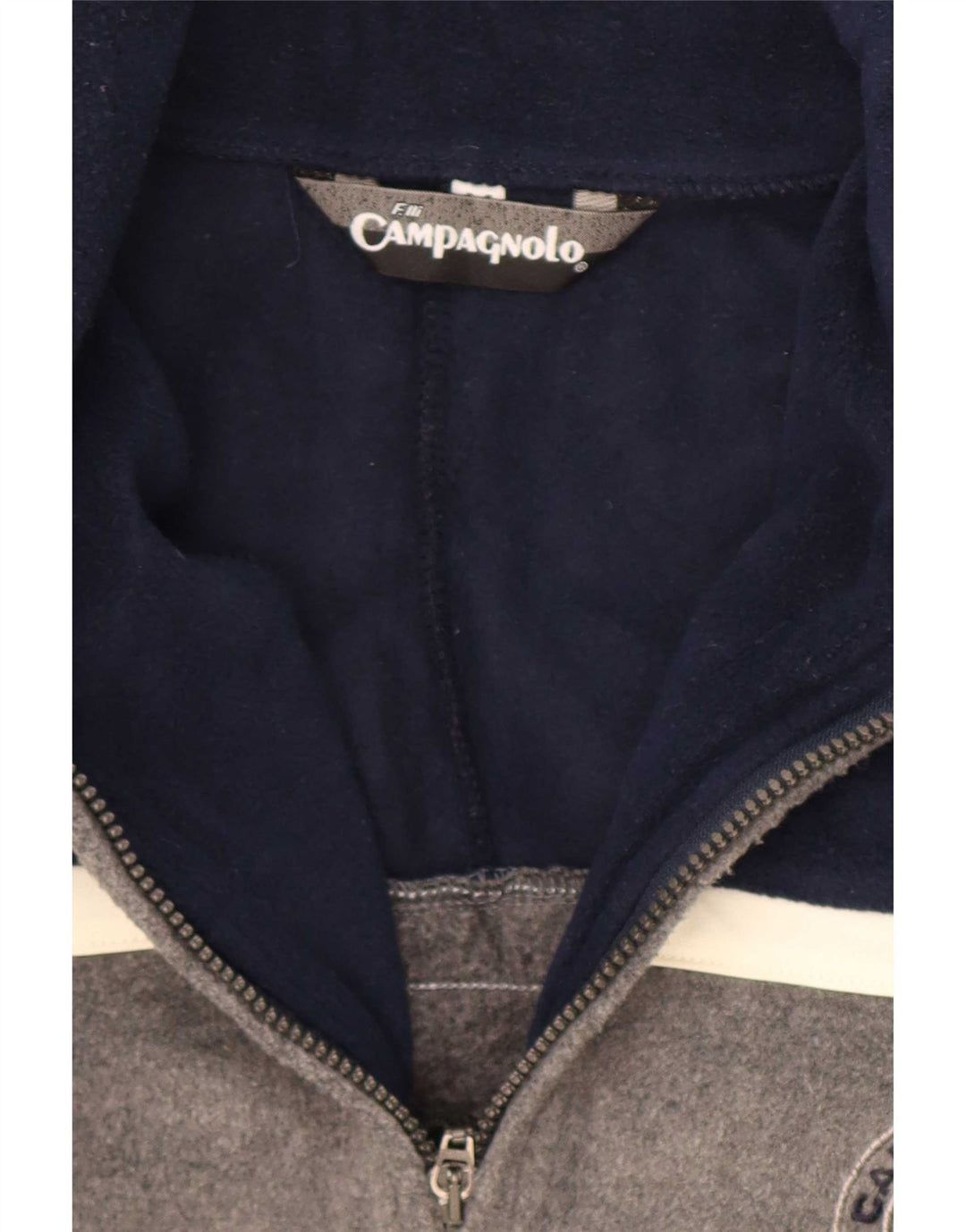 Campagnolo Herren-Fleecepullover mit Reißverschluss am Hals, mittelgraues Farbblock-Polyester