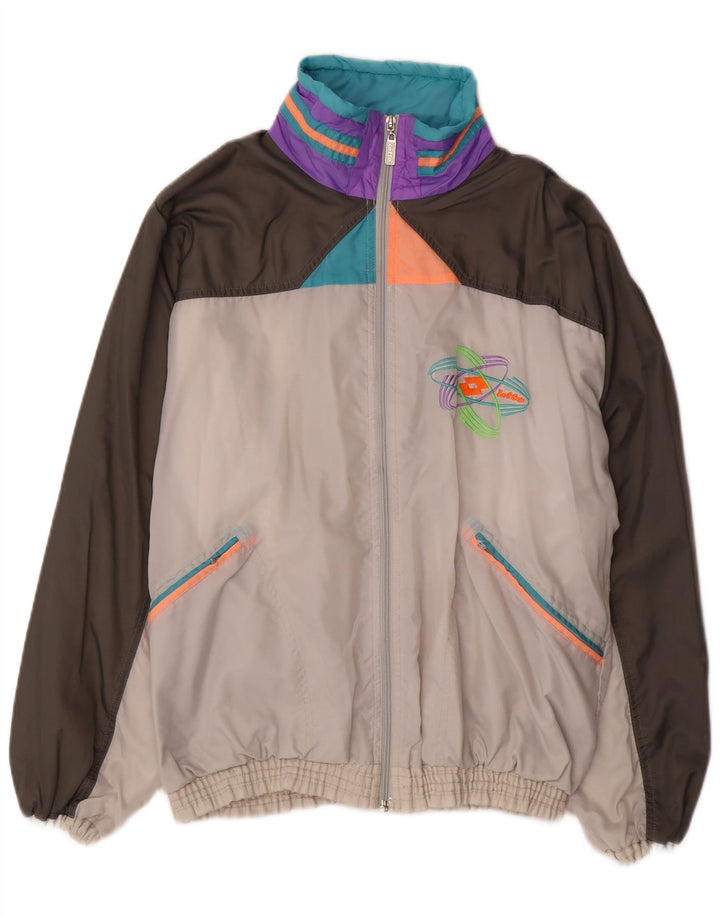 Lotto Herren-Trainingsanzug-Top-Jacke, mittelgroß, mehrfarbig, Farbblock-Retro