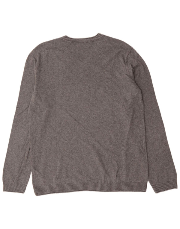 Calvin Klein Jeans Herren-Pullover mit V-Ausschnitt, XL, graue Baumwolle