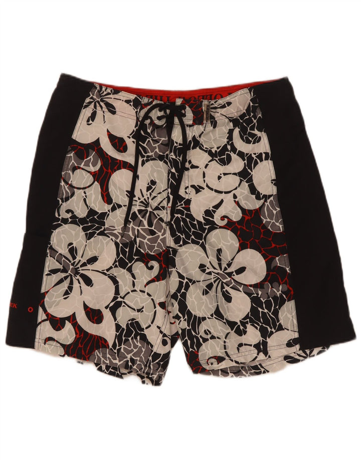Sundek Herren-Badeshorts mit Grafik, groß, schwarzes Blumenmuster, Polyester