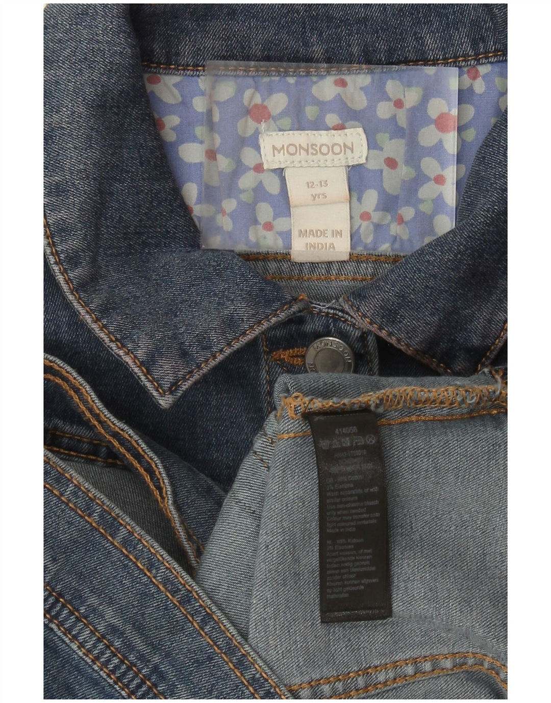 Monsoon Jeansjacke für Mädchen, 12–13 Jahre, blaue Baumwolle