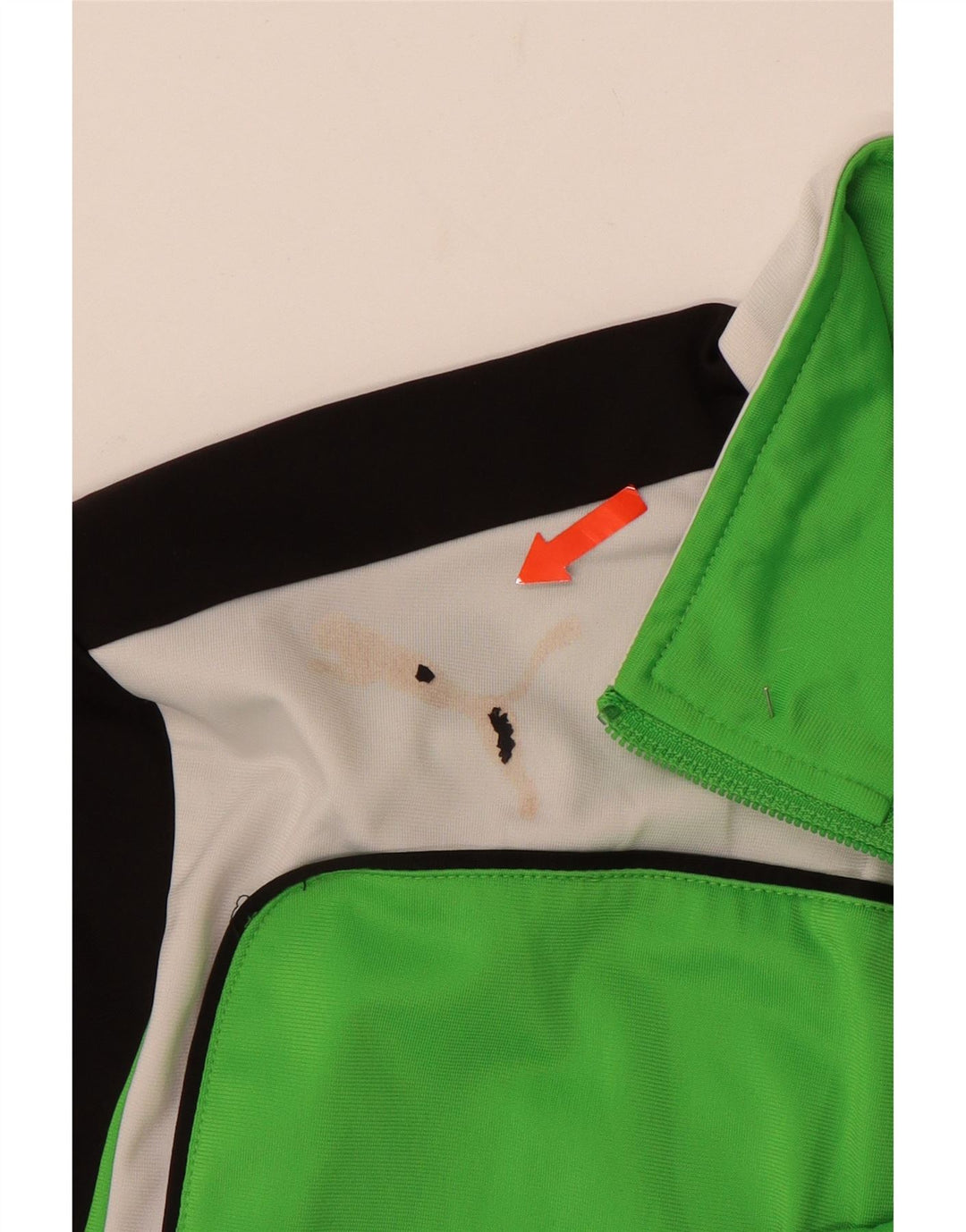 PUMA Jungen-Trainingsanzug, Top-Jacke, 15–16 Jahre, grünes Farbblock-Polyester