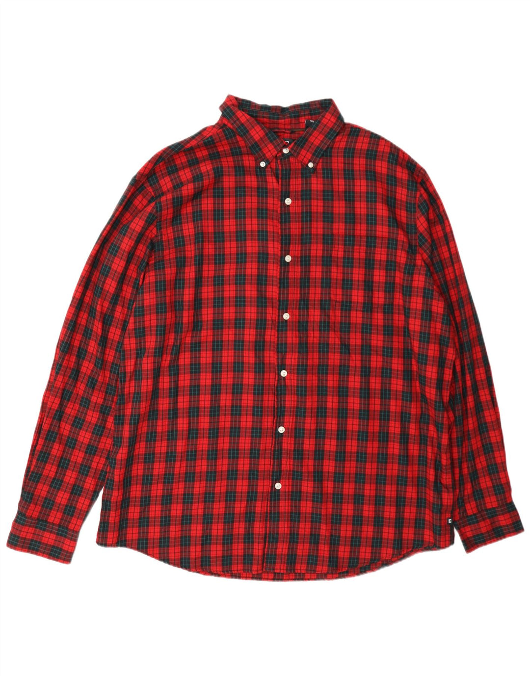 Chaps Herren-Flanellhemd 2XL, rot kariert, Baumwolle