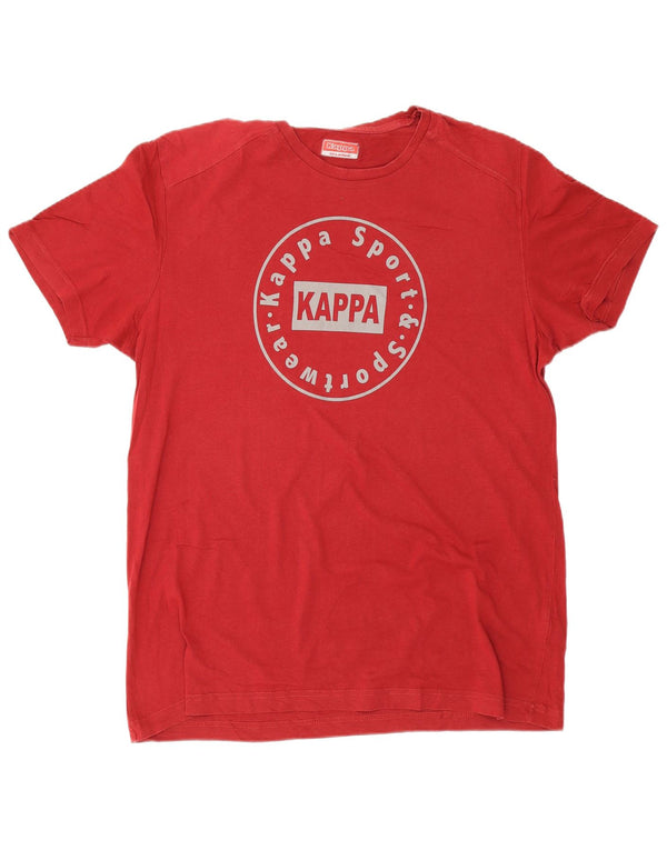 Kappa Herren Grafik T-Shirt Top 2XL Rot Baumwolle