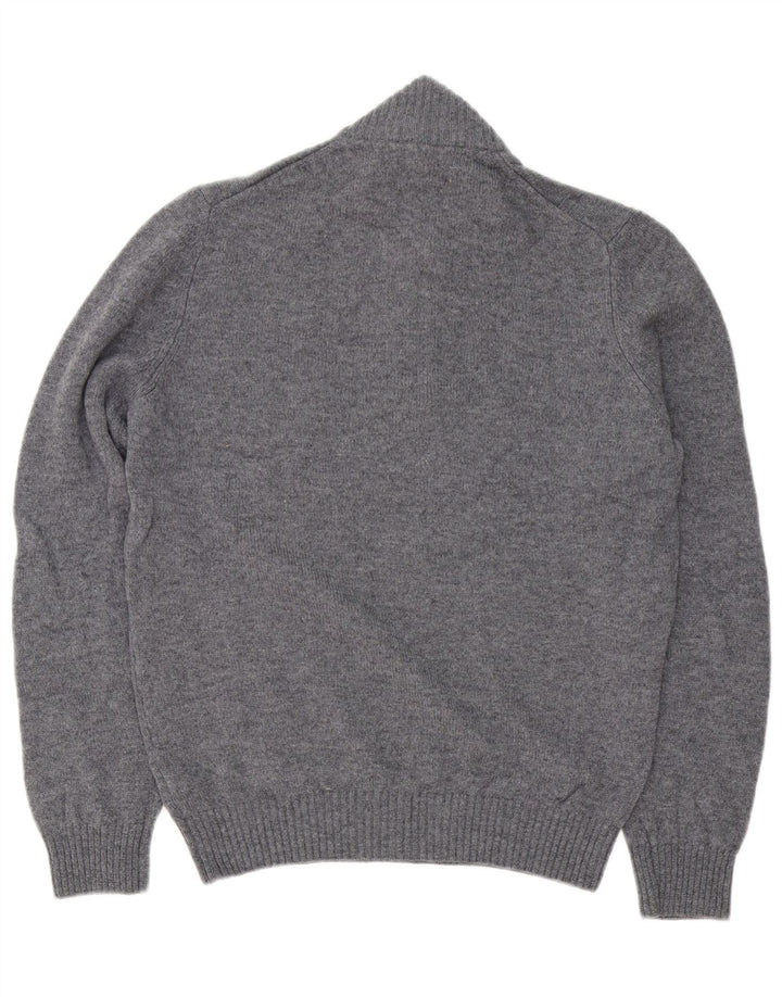 Marks & Spencer Herren-Pullover mit Reißverschluss am Hals, mittelgraue Lammwolle