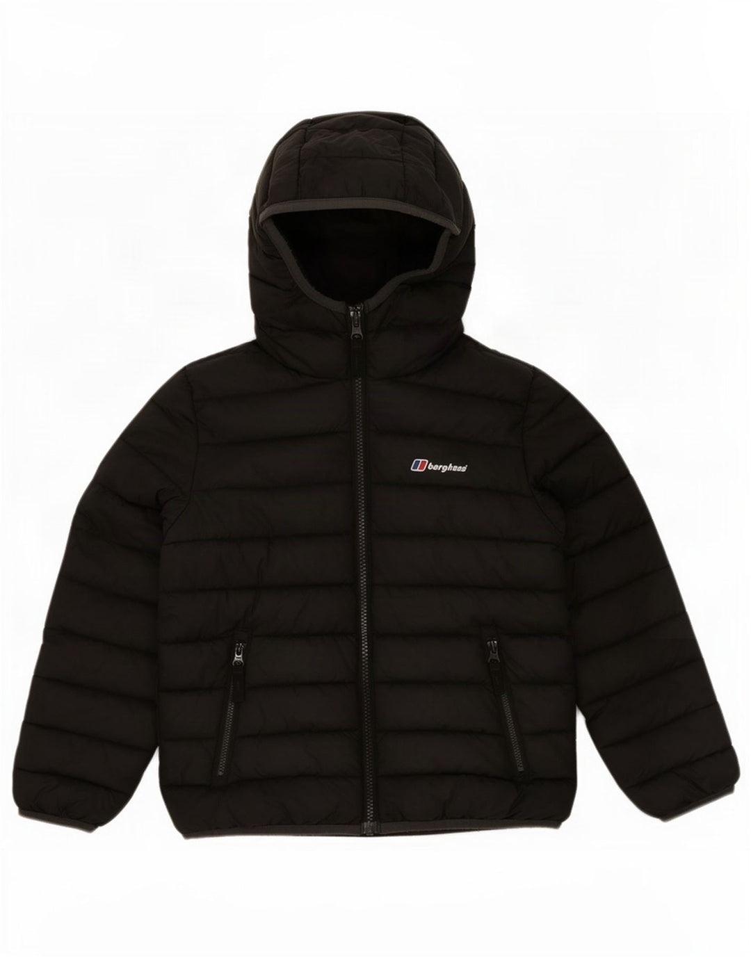 Berghaus Wattierte Jacke mit Kapuze für Jungen, 6–7 Jahre, schwarzes Polyester