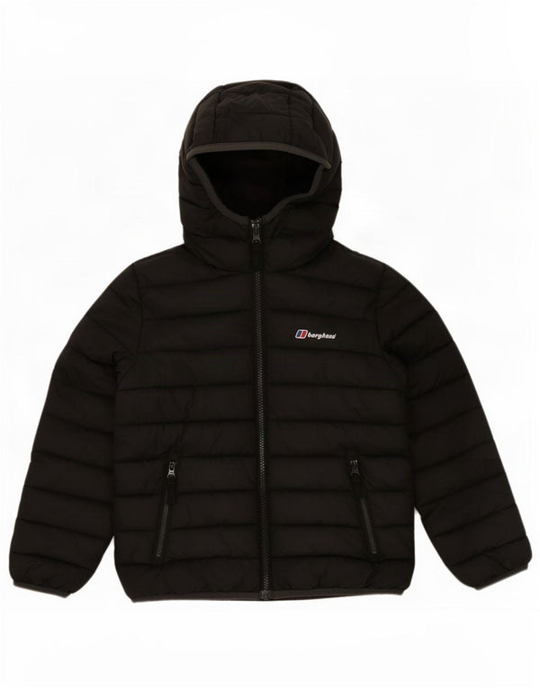 Berghaus Wattierte Jacke mit Kapuze für Jungen, 6–7 Jahre, schwarzes Polyester
