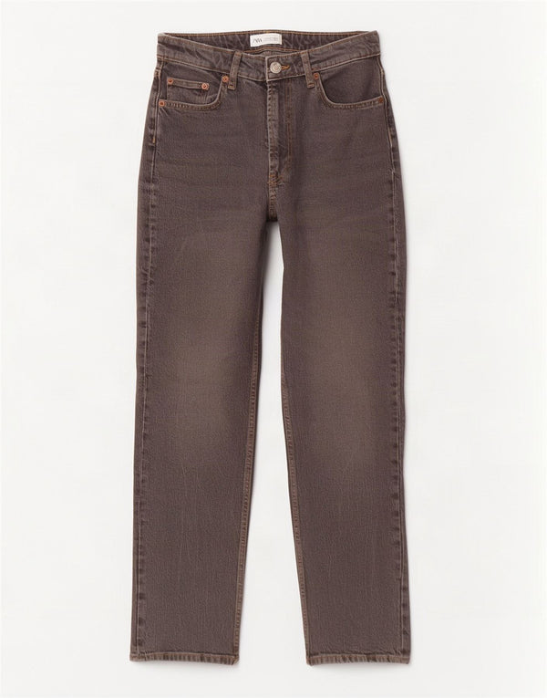Zara Damen Straight Jeans EU 40 Medium W30 L29 Grau