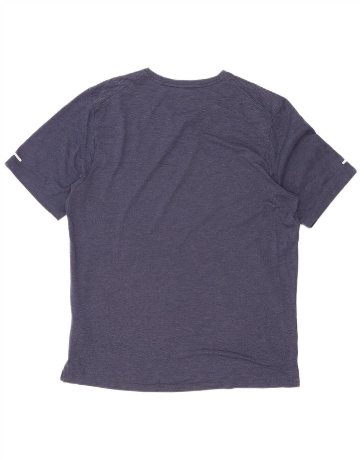 Nike Herren Dri Fit T-Shirt-Oberteil, Mittelgroßes marineblaues Nadelstreifen-Polyester