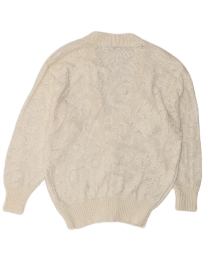 Vintage Damen Cardigan Pullover IT 46 Großes weißes Acryl