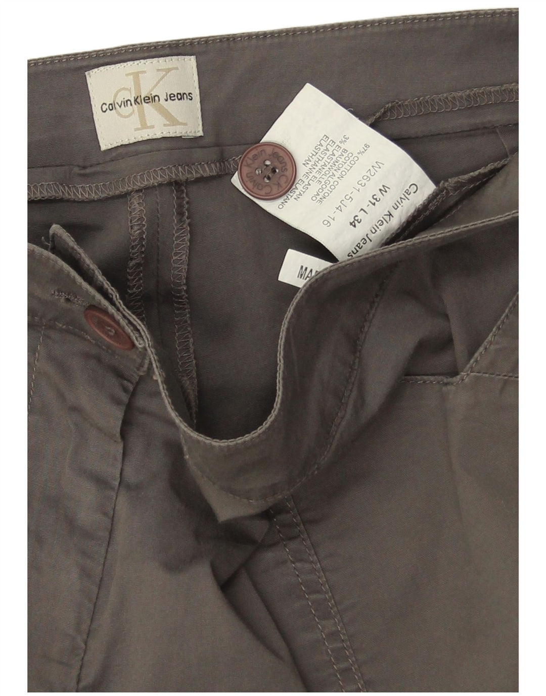 Calvin Klein Damen Bootcut Freizeithose W31 L31 Graue Baumwolle