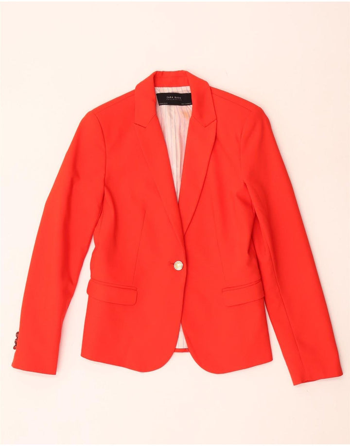 Zara Damen 1-Knopf-Blazerjacke UK 12 Mittelrotes Acetat