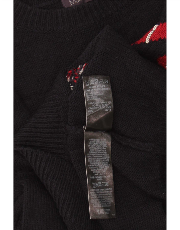 Marks & Spencer Damen-Pullover mit U-Boot-Ausschnitt, UK 12, Mittelmarineblau Chri