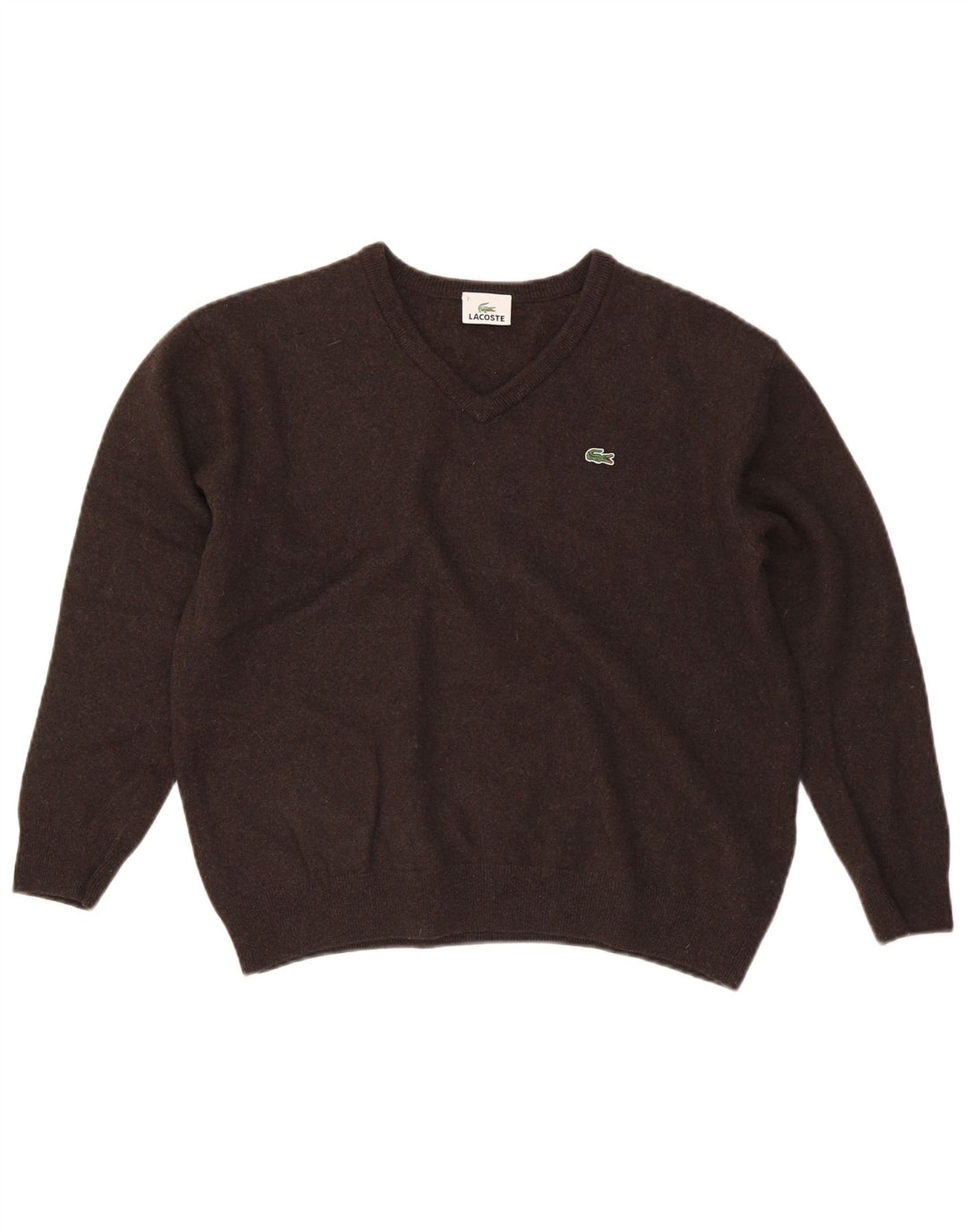 Lacoste Herren-Pullover mit V-Ausschnitt, Größe 7 2XL, braune Wolle