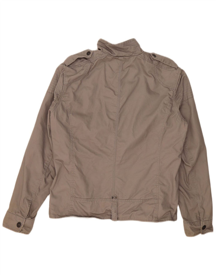 JACK & JONES Mens Military Jacket UK 42 XL Grey Cotton