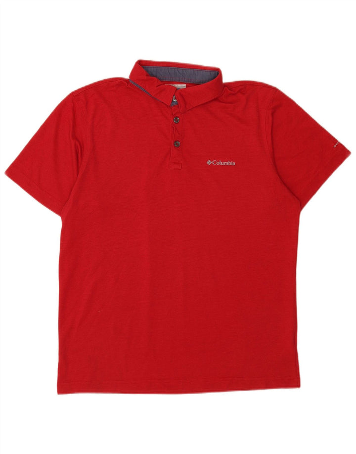 Columbia Herren Omni-Wick Poloshirt Mittelrotes Nadelstreifen-Polyester