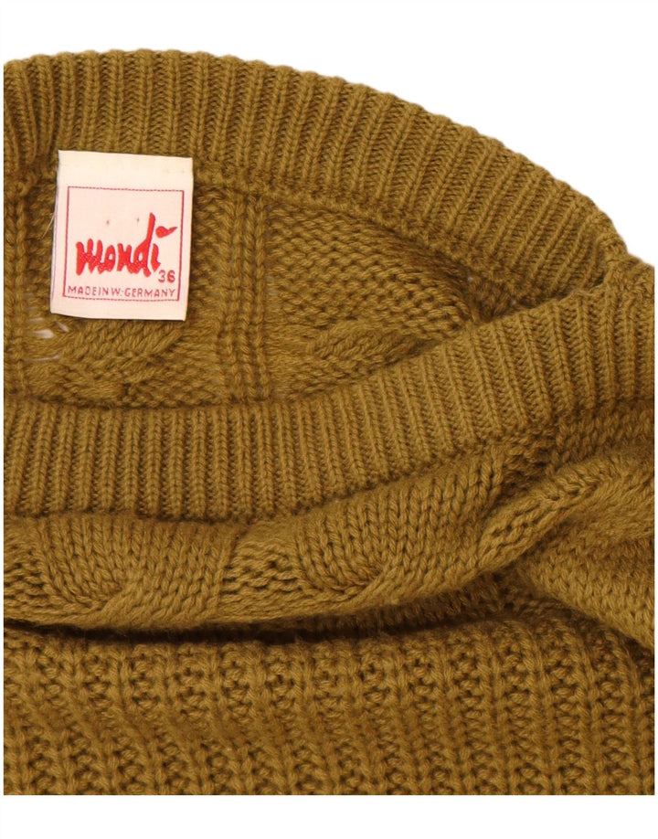 MONDI Damen-Pullover, übergroß, U-Boot-Ausschnitt, EU 36, kleine Khaki-Wolle