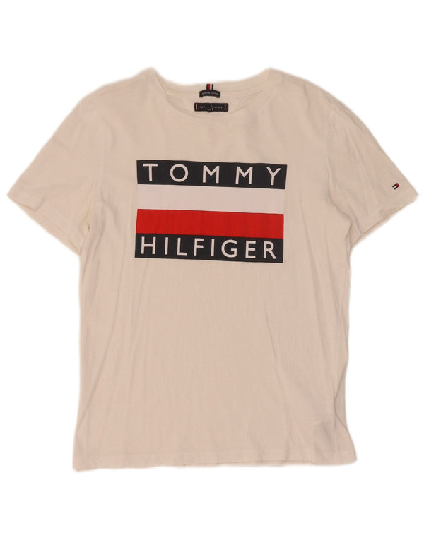 Tommy Hilfiger Mädchen-T-Shirt mit Grafik, 13–14 Jahre, weißes Farbblockdesign