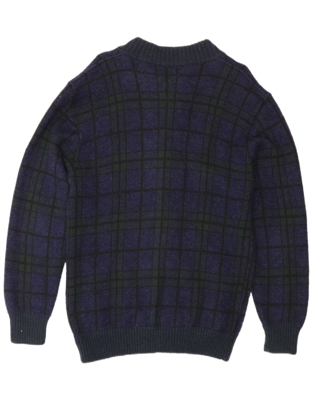 Vintage Herren Cardigan Pullover Medium Marineblau Karo Polyacryl