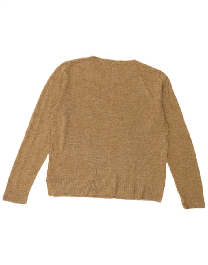 MARKS & SPENCER Womens Boat Neck Jumper Sweater UK 14 Medium Beige Acrylic