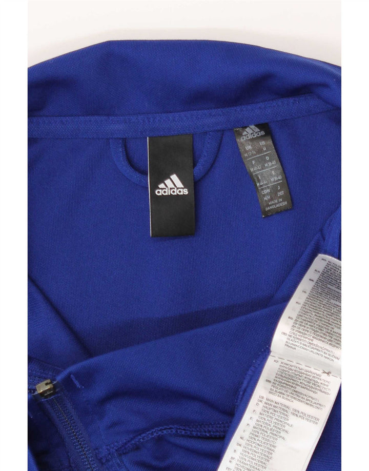 Adidas Damen Trainingsanzug Top Jacke UK 12/14 Mittelblaues Polyester
