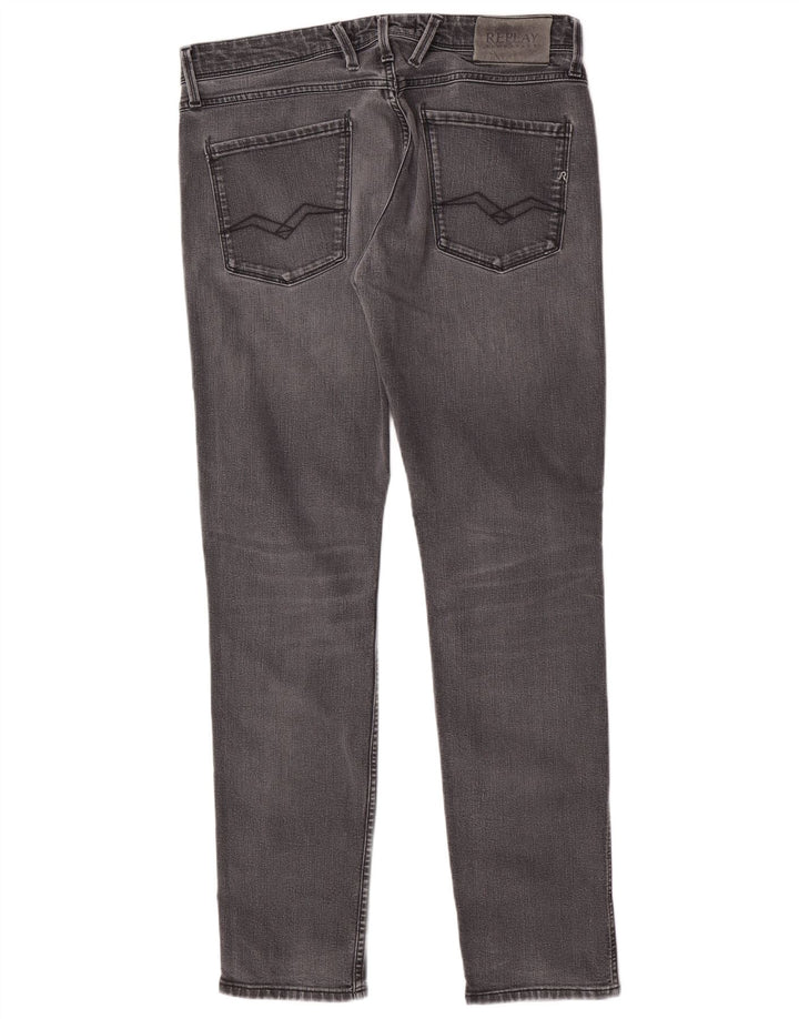 Replay Damen Slim Jeans W33 L32 Graue Baumwolle