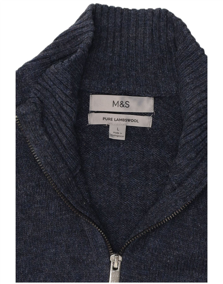 Marks & Spencer Herren-Pullover mit Reißverschluss am Hals, groß, Marineblau, klassisch