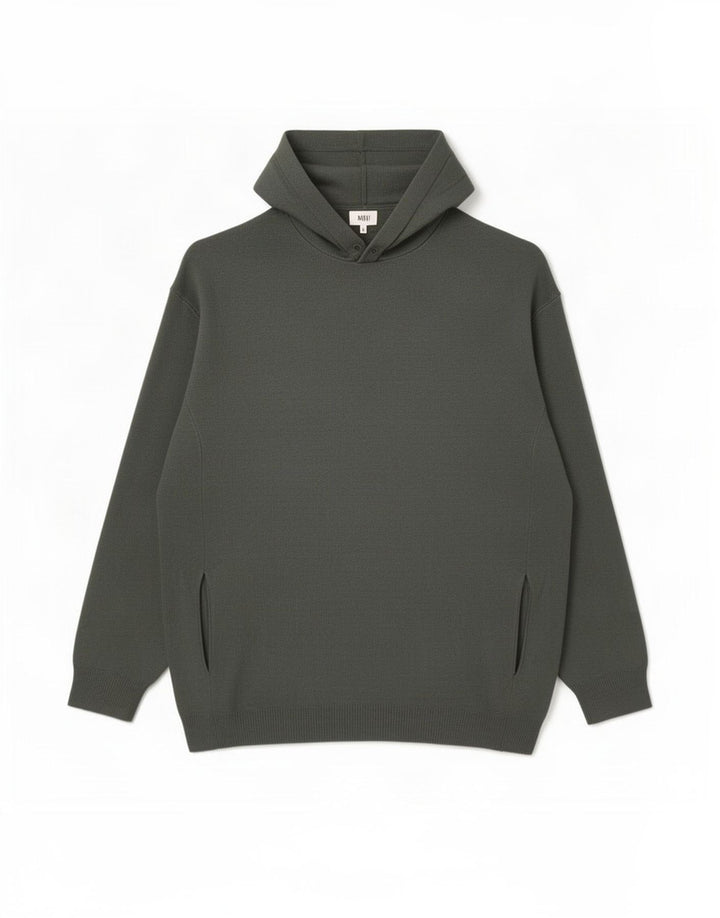 Zara Herren-Pullover mit Kapuze, groß, graue Viskose