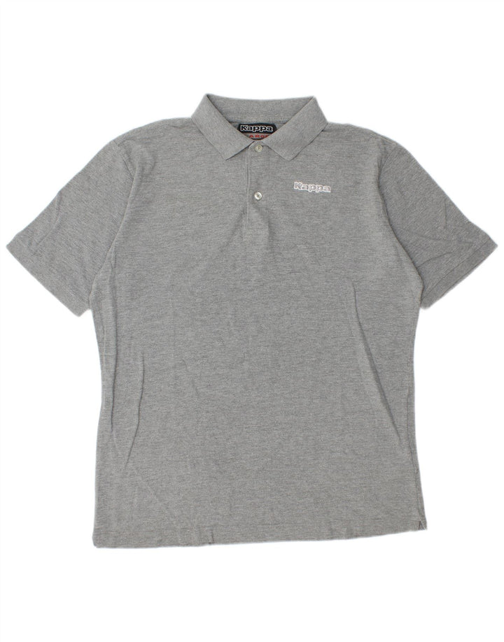 Kappa Herren-Poloshirt, groß, grau gefleckte Baumwolle