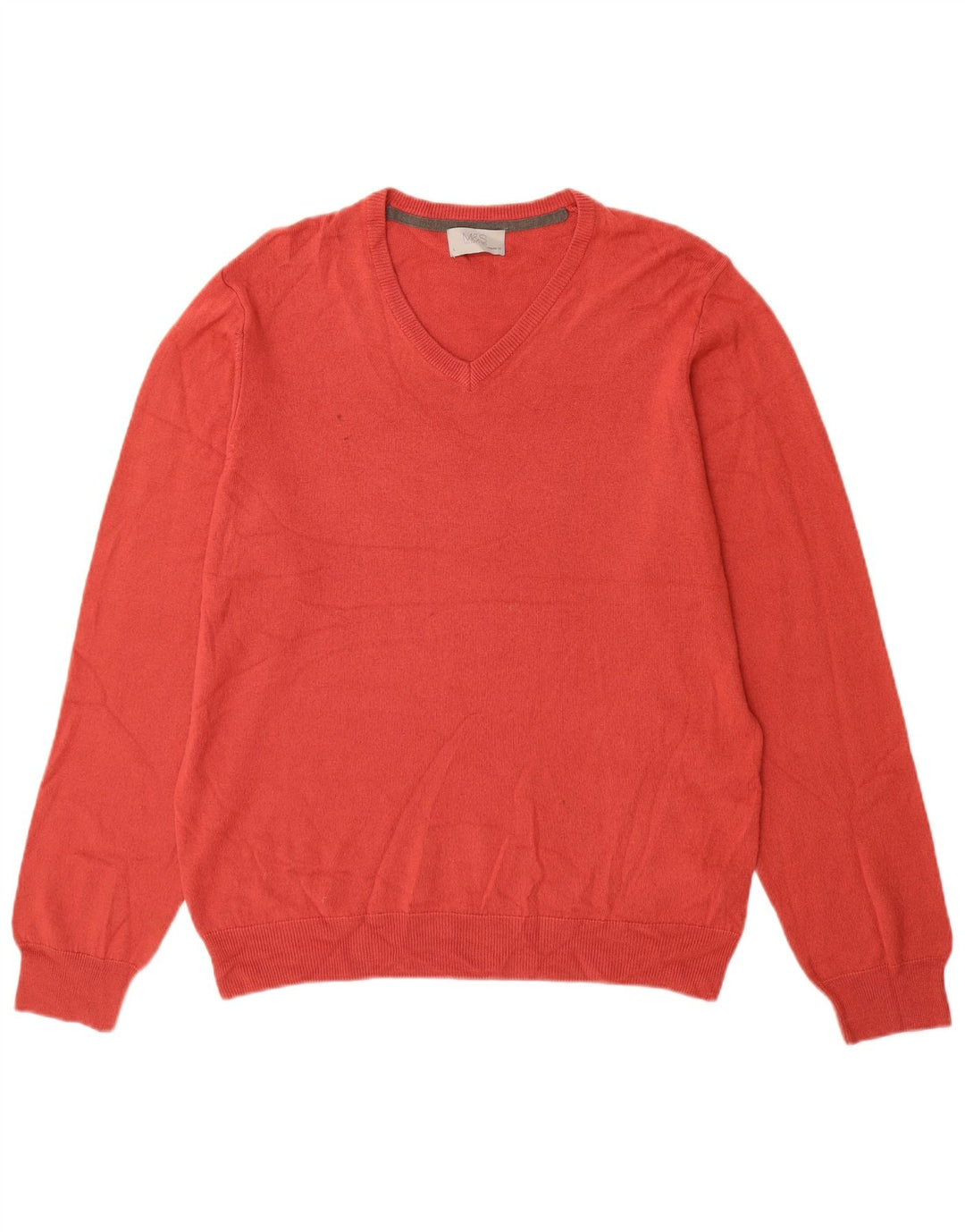 Marks & Spencer Herren-Pullover mit normaler Passform und V-Ausschnitt, großes rotes Acryl