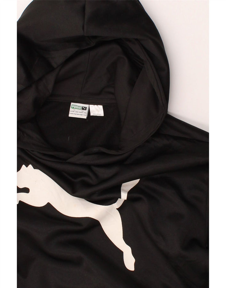 PUMA Boys Graphic Hoodie Jumper 15-16 Years XL Black Polyester Vintage Puma and Second-Hand Puma from Messina Hembry 