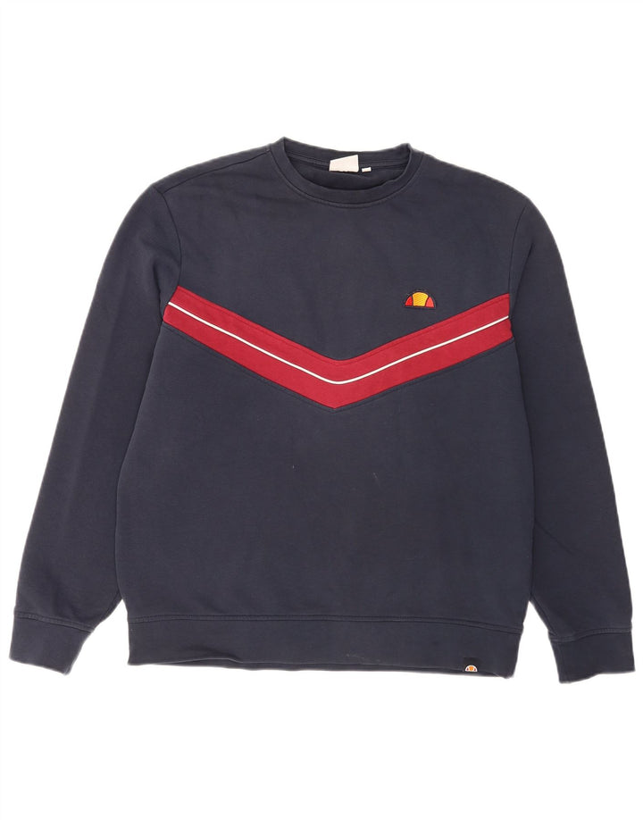 Ellesse Herren-Sweatshirt-Pullover, mittlere marineblaue Colourblock-Baumwolle