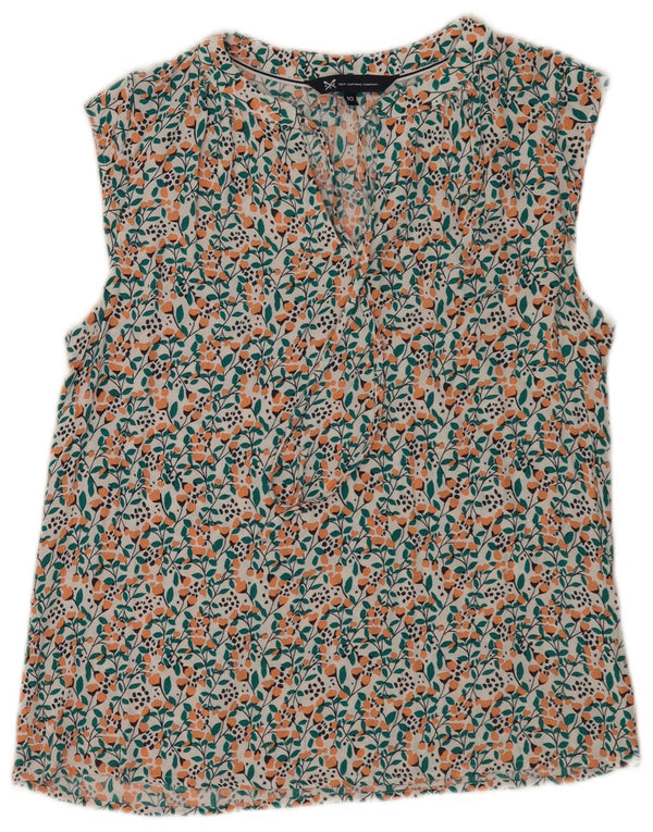 Crew Clothing Ärmelloses Damen-Blusenoberteil, Gr. 40, Größe S, weiße, geblümte Viskose