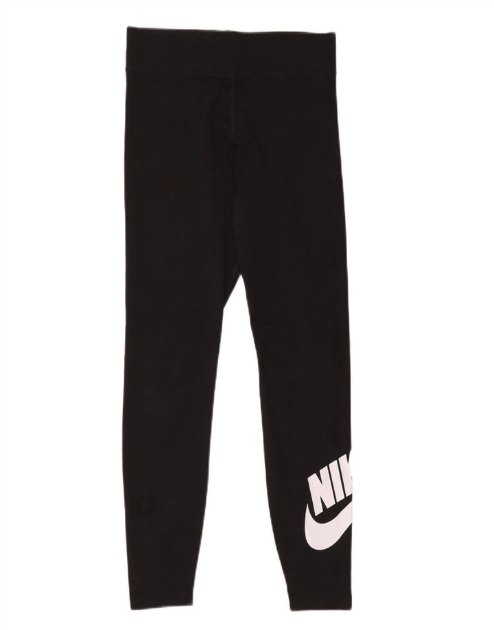 NIKE Damen Graphic Leggings UK 8 Small Schwarz Baumwolle