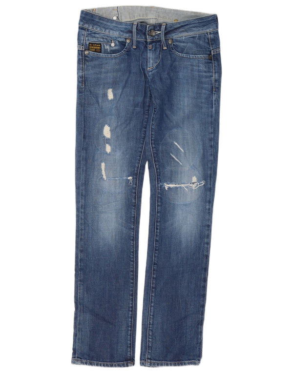 G-STAR Damen Distressed Straight Jeans W29 L30 Blau
