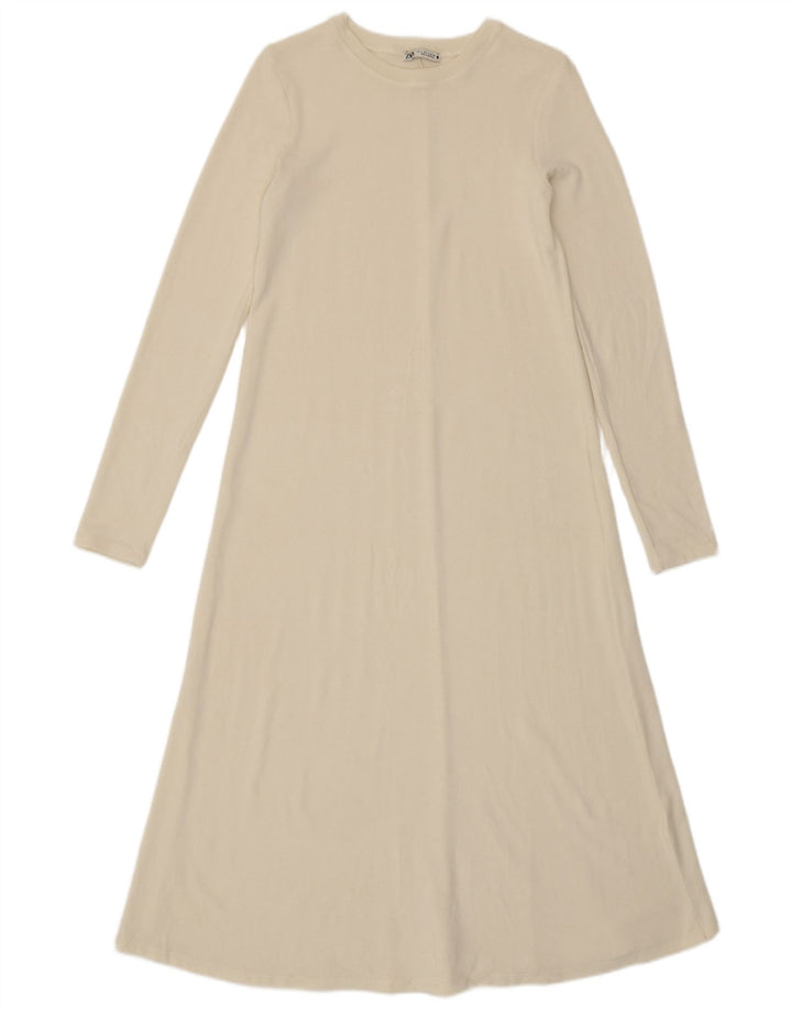 Zara Maxi-Pulloverkleid für Damen, Gr. 10, Größe S, Weiß