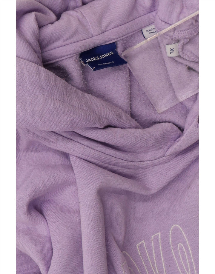 JACK & JONES Mens Graphic Hoodie Jumper XL Purple Polyester