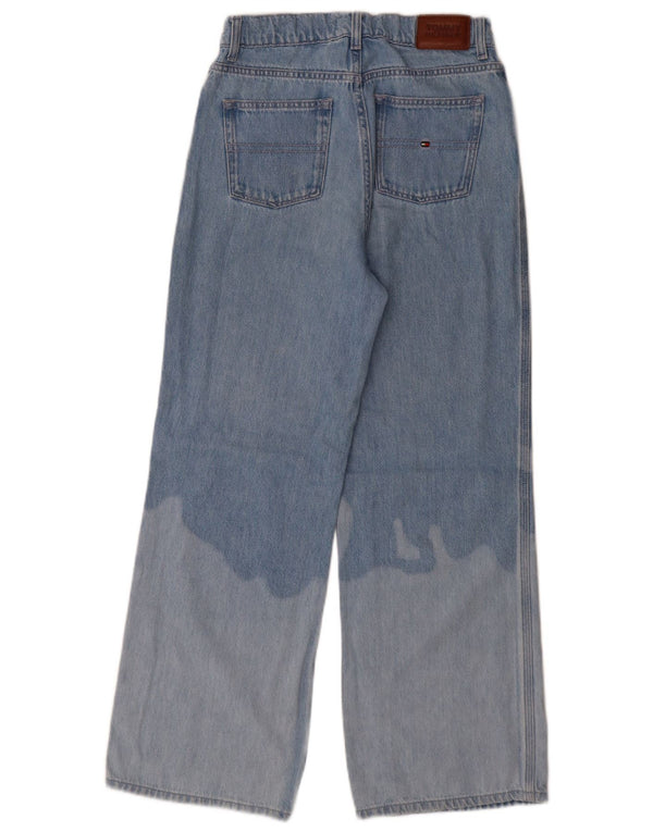 TOMMY HILFIGER Mädchen-Jeans mit weitem Bein, Acid-Waschung, 13–14 Jahre, W26 L27, Blau