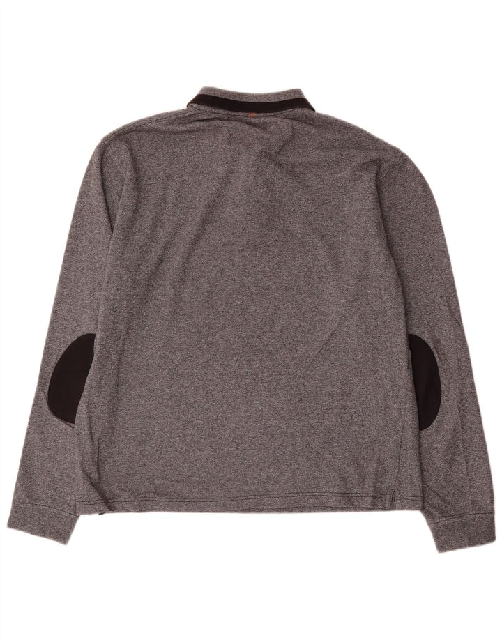 Sun68 Herren-Langarm-Poloshirt XL aus grauer Baumwolle