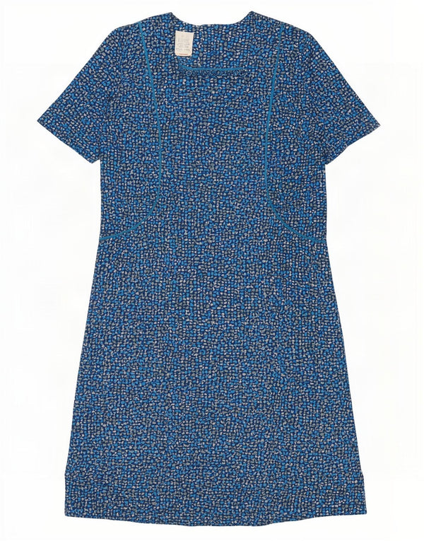Vintage Damen Basic Kleid UK 16 Large Blau gepunktet