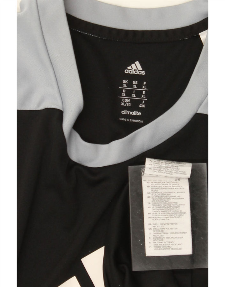 ADIDAS Herren Climalite Graphic T-Shirt Top XL Schwarz Colourblock Polyester