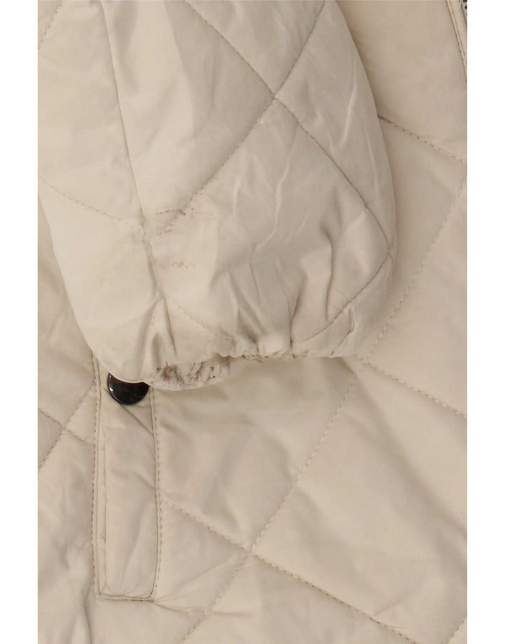 Marks & Spencer Damen-Steppjacke mit Kapuze, UK 12, Mittelweiß, Polyester