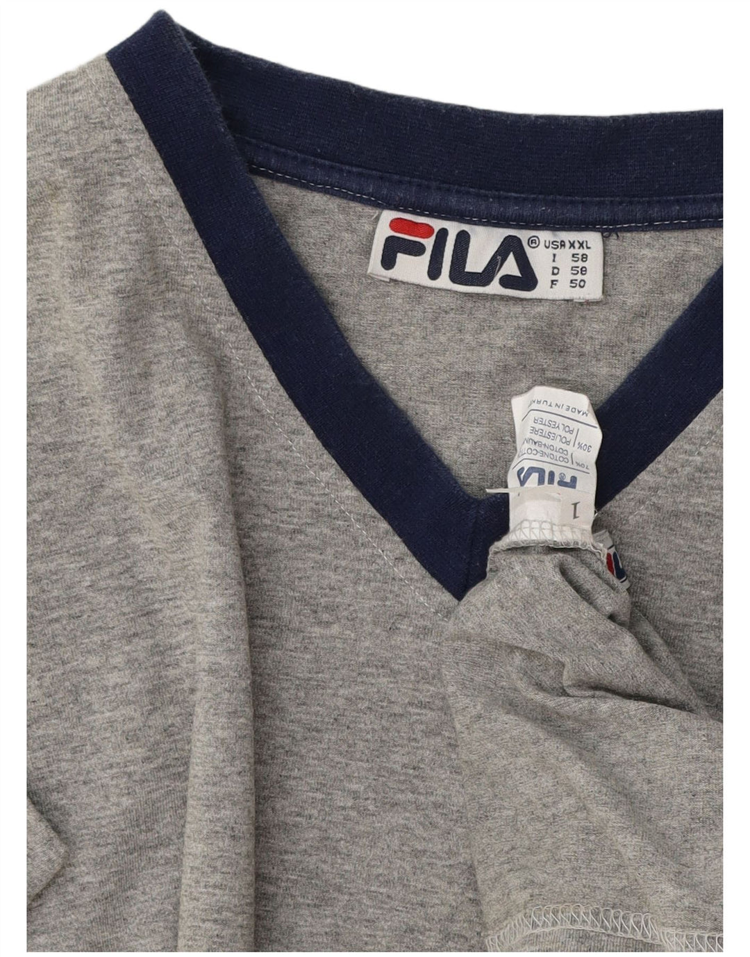 Fila Herren T-Shirt Top 2XL Grau gefleckte Baumwolle