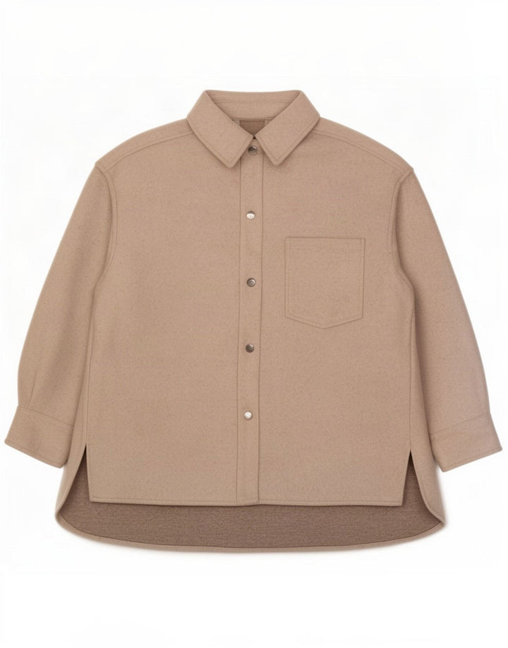 Zara Damen Übergroße Shacket-Jacke UK 10 Small Beige Polyester